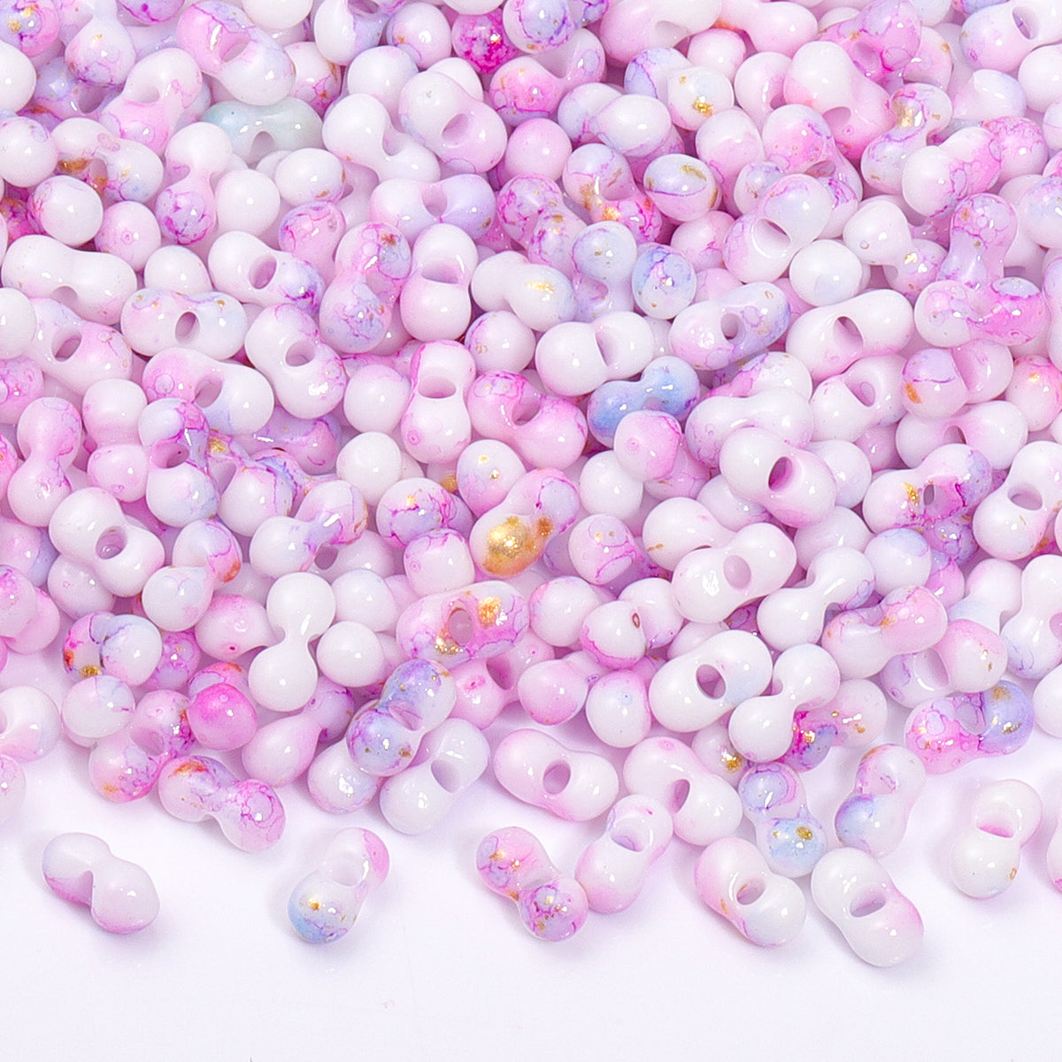 Various Colors Rainbow Effect Peanut Beads Shape Glass Seed Beads
