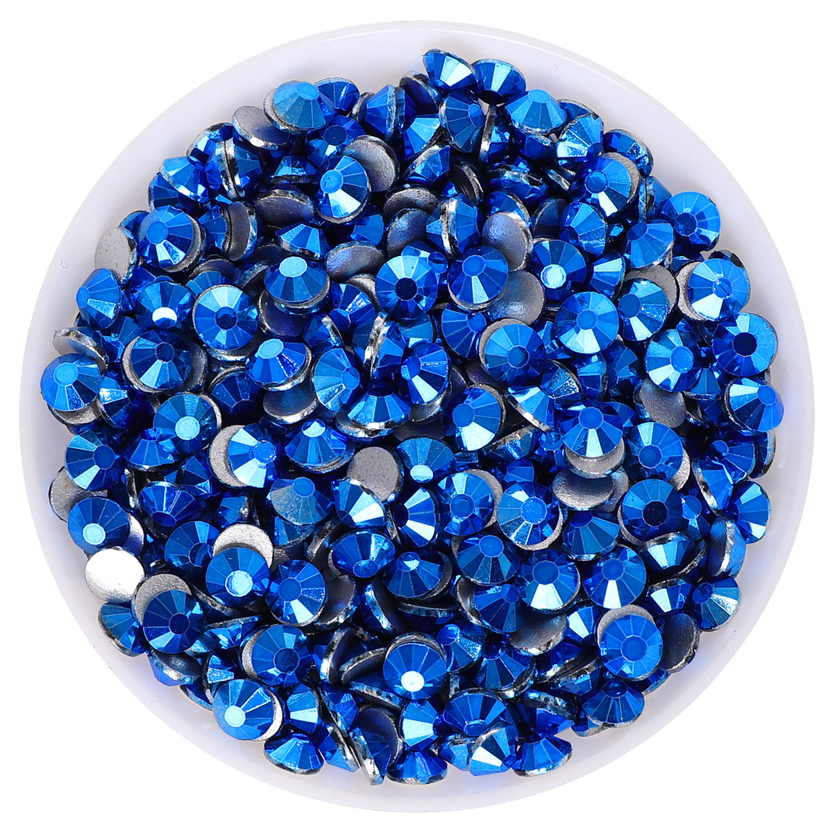Metallic Capri Blue Glass FlatBack Rhinestones Silver Back WholesaleRhinestone メイン画像