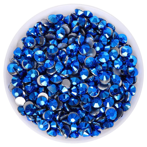 Metallic Capri Blue Glass FlatBack Rhinestones Silver Back WholesaleRhinestone Hauptbild