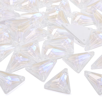 Electric Neon White Slim Triangle Shape High Quality Glass Sew-on Rhinestones WholesaleRhinestone