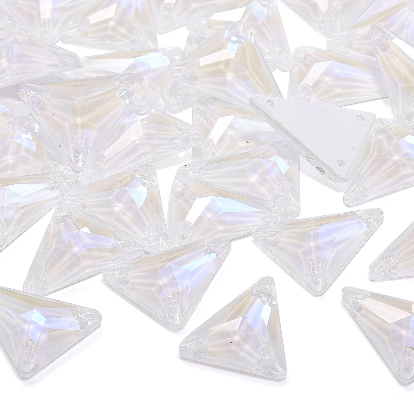 Electric Neon White Slim Triangle Shape High Quality Glass Sew-on Rhinestones WholesaleRhinestone