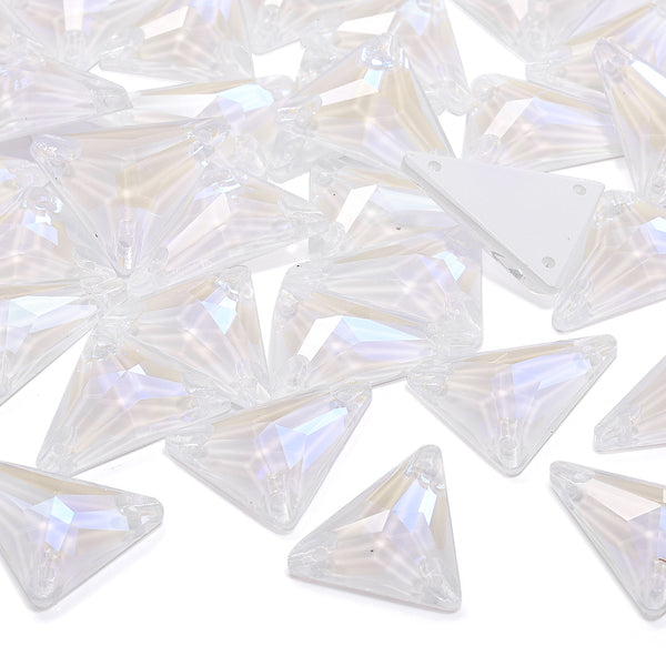Electric Neon White Slim Triangle Shape High Quality Glass Sew-on Rhinestones WholesaleRhinestone