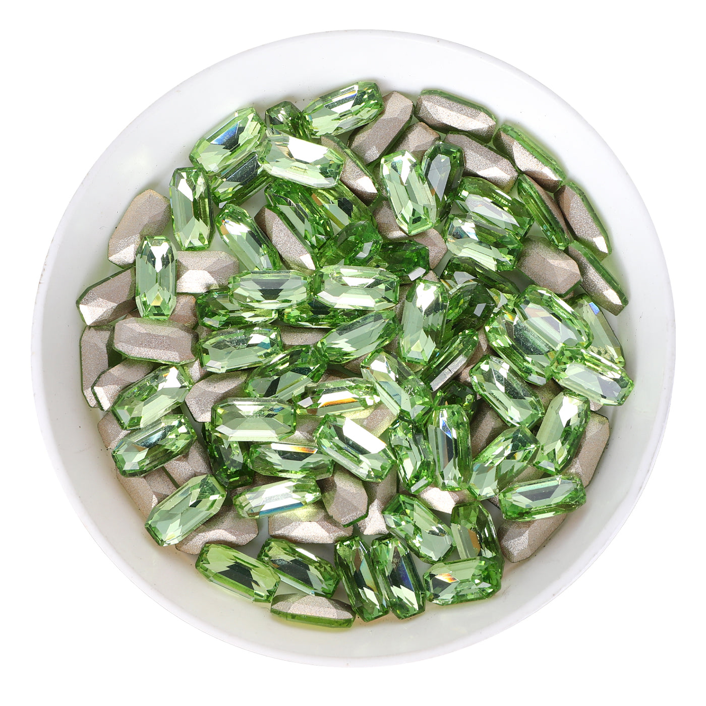 Light Apple Green Elongated Imperial Shape Glass Pointed Back Fancy Rhinestones WholesaleRhinestone Main image