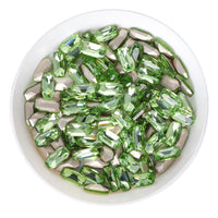 Light Apple Green Elongated Imperial Shape Glass Pointed Back Fancy Rhinestones