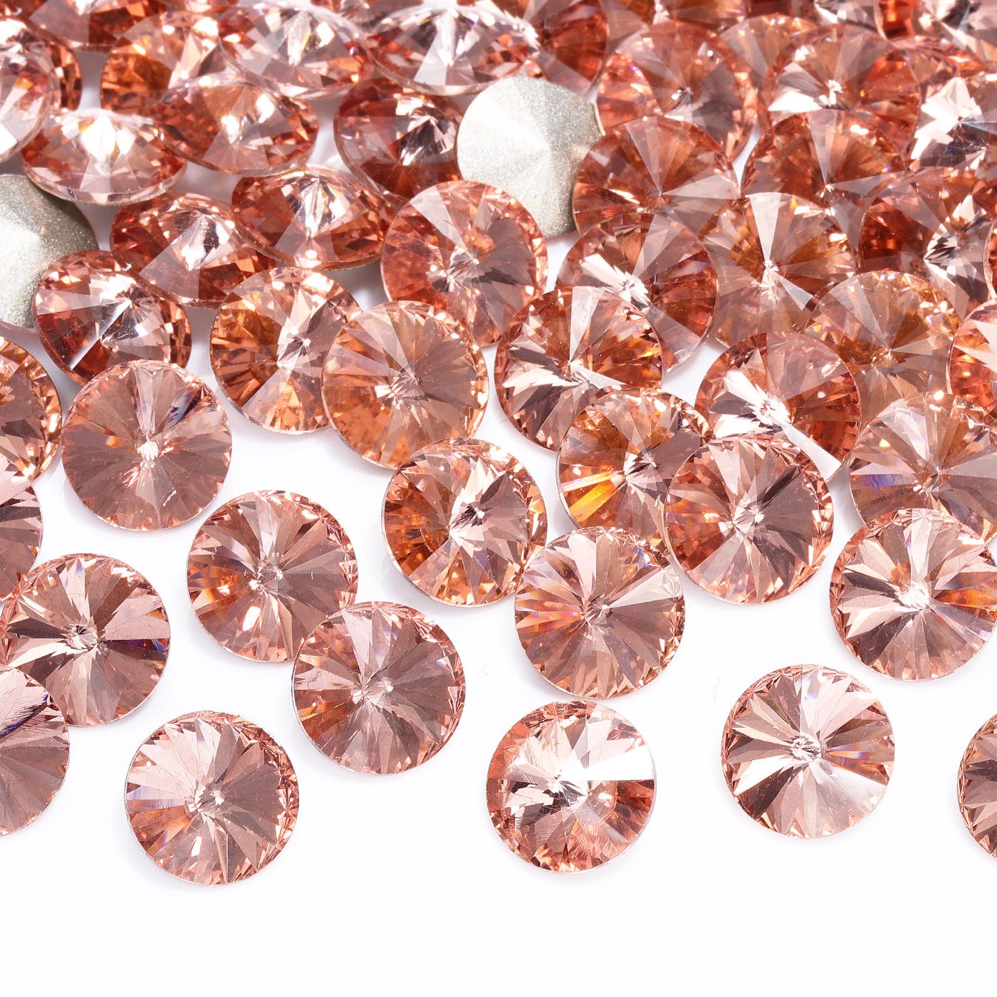 Light Peach Rivoli Shape High Quality Glass Pointed Back Fancy Rhinestones Secondary image