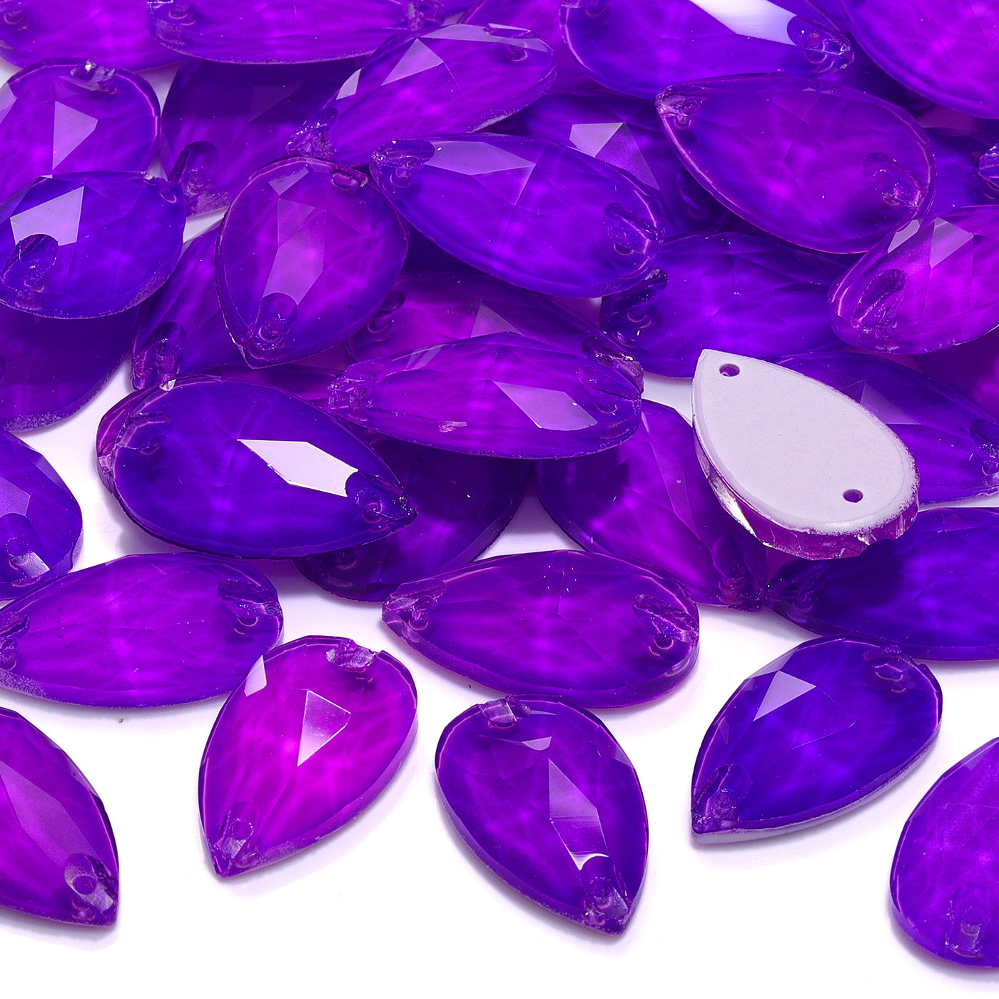 Mocha Neon Violet Drop Shape High Quality Glass Sew-on Rhinestones