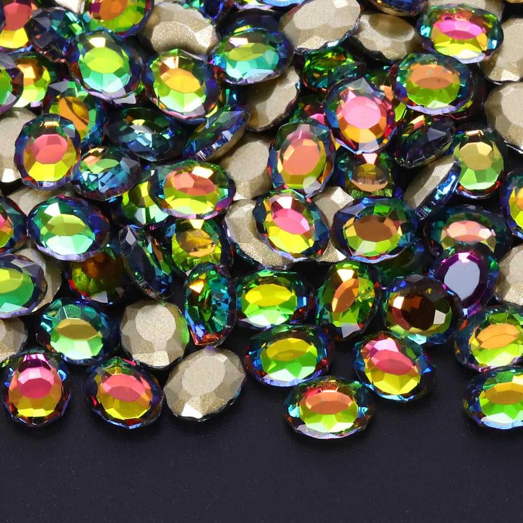 Rainbow Magic Mirror Shape Pointed Back Fancy Rhinestones For Nail Art