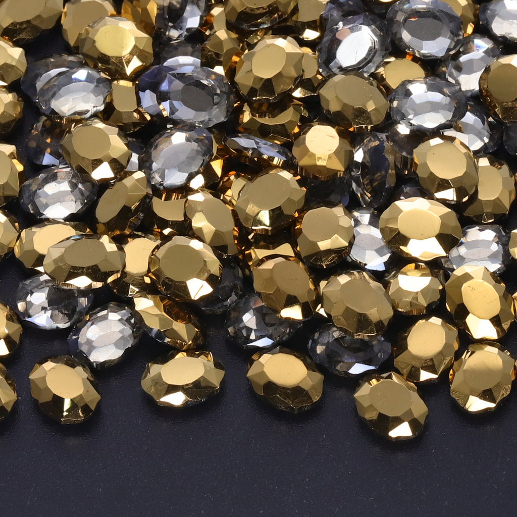 Mine Gold Magic Mirror Shape Pointed Back Fancy Rhinestones For Nail Art