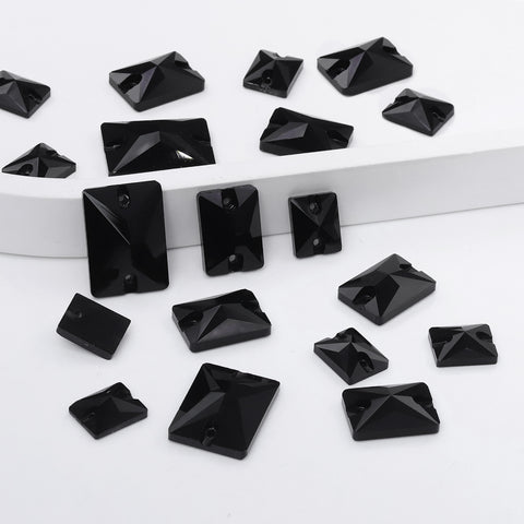 Mixed Sizes Jet Rectangle Shape High Quality Glass Sew-on Rhinestones WholesaleRhinestone 메인 이미지