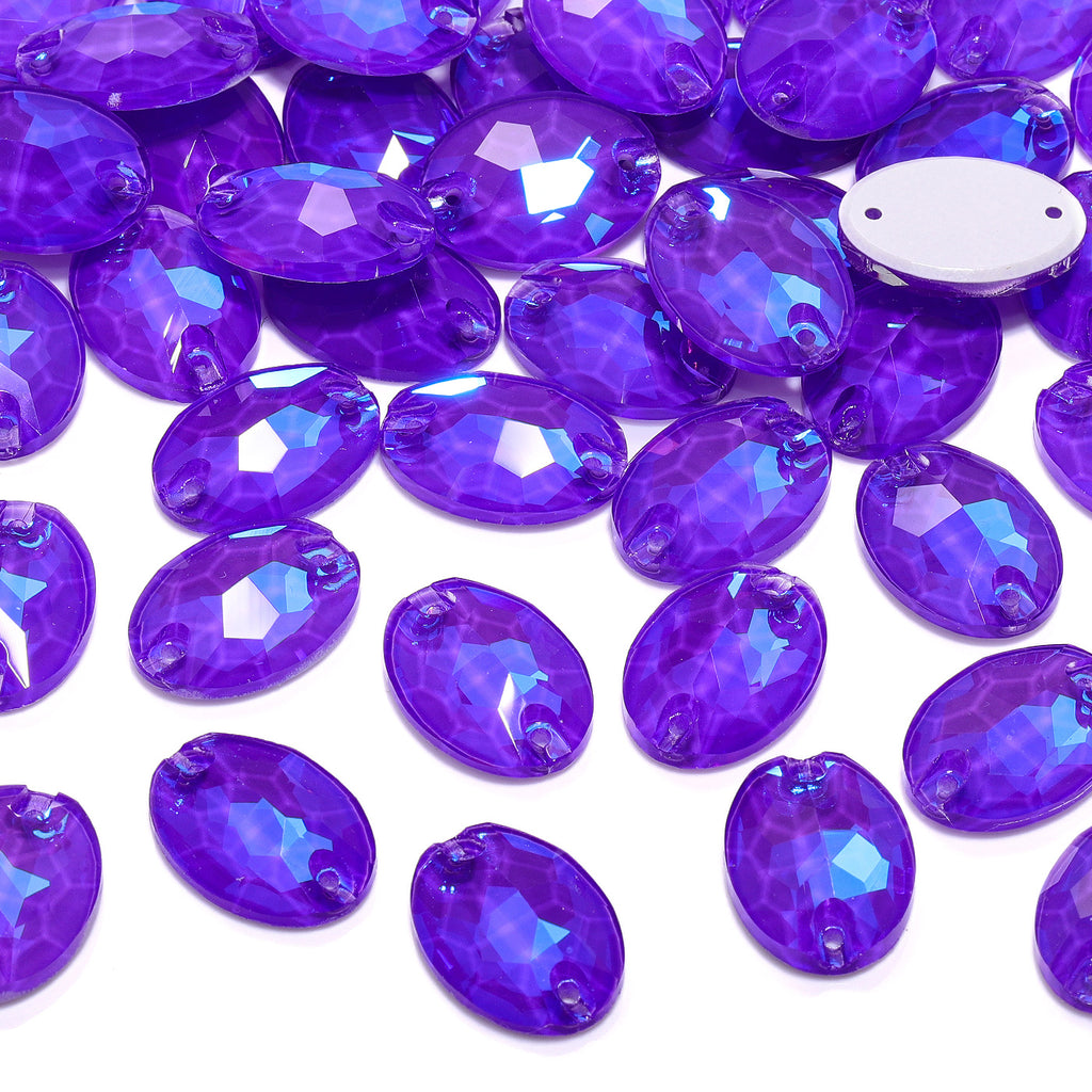 Electric Neon Violet Oval Shape High Quality Glass Sew-on Rhinestones WholesaleRhinestone