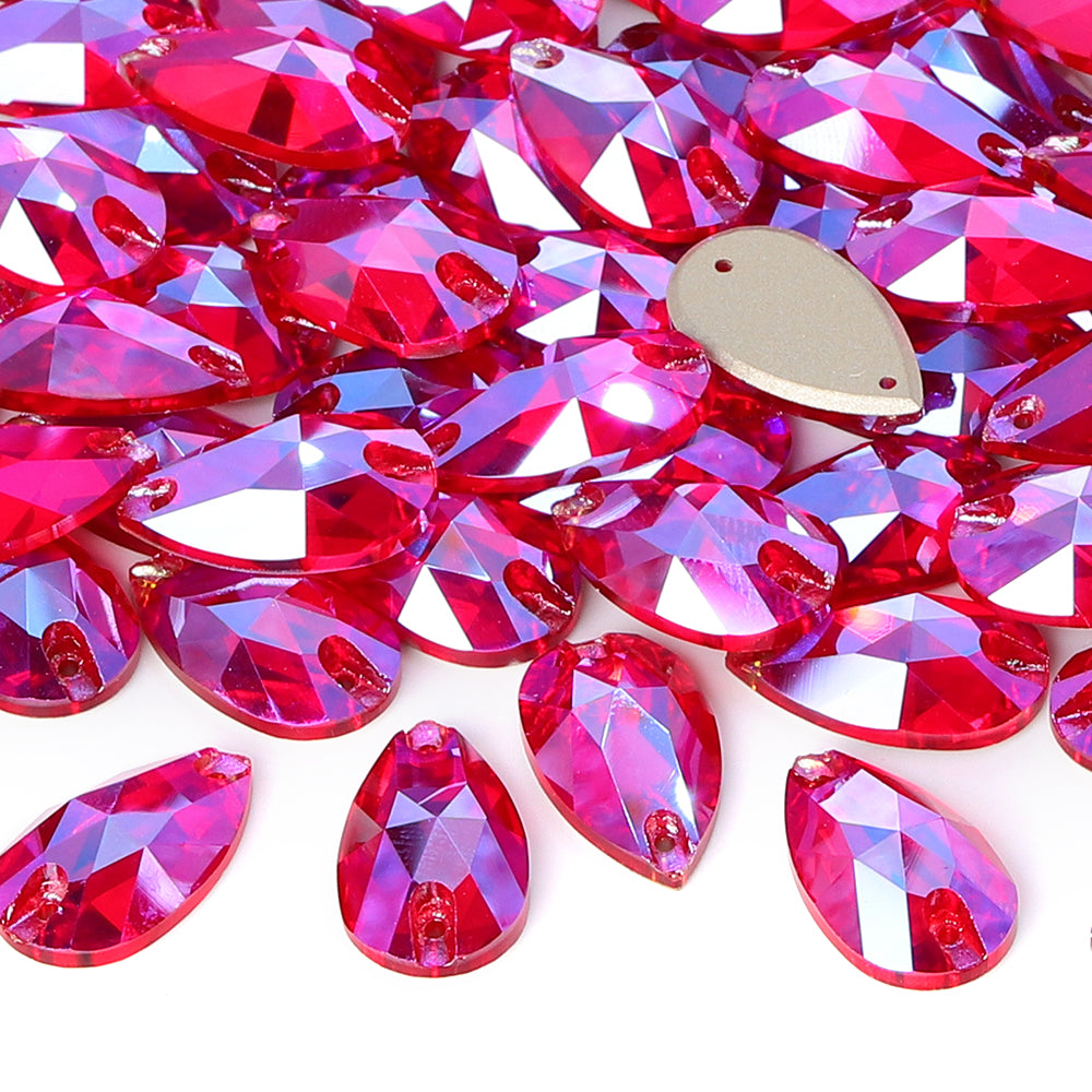 Light Siam Shimmer Drop Shape High Quality Glass Sew-on Rhinestones WholesaleRhinestone