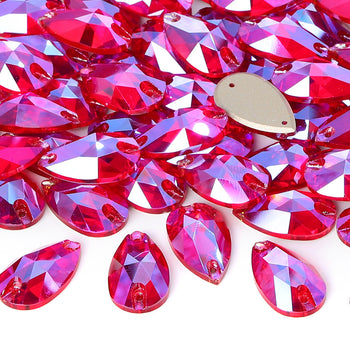 Light Siam Shimmer Drop Shape High Quality Glass Sew-on Rhinestones WholesaleRhinestone