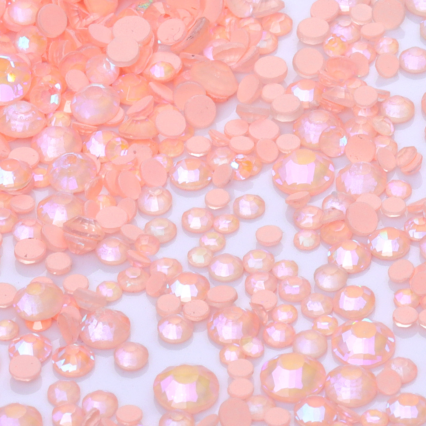 Mixed Sizes Neon Peach Pink AB Glass Flat Back Rhinestones For Nail Art WholesaleRhinestone Main image