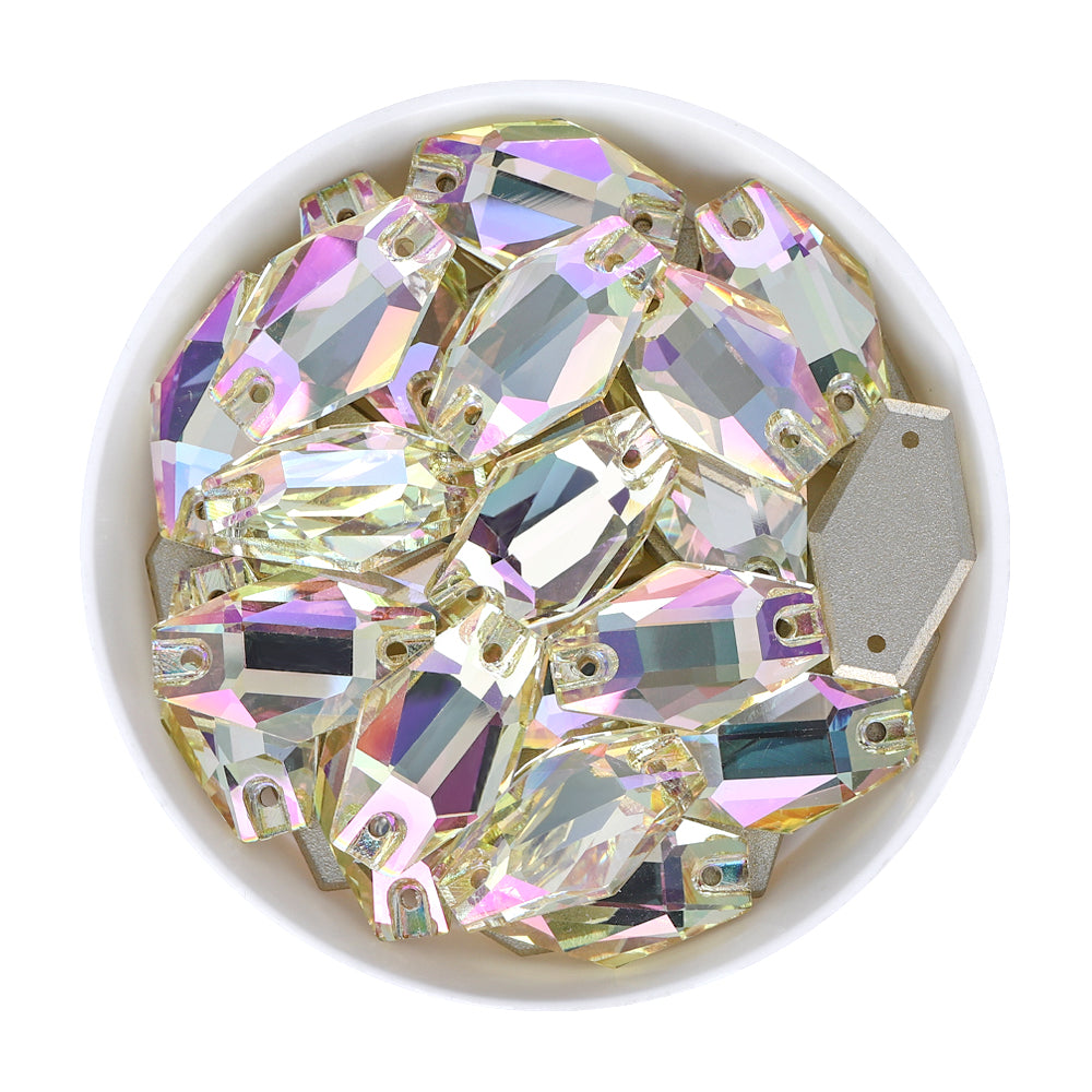 Luminous Green Hexagon Shape High Quality Glass Sew-on Rhinestones Main image