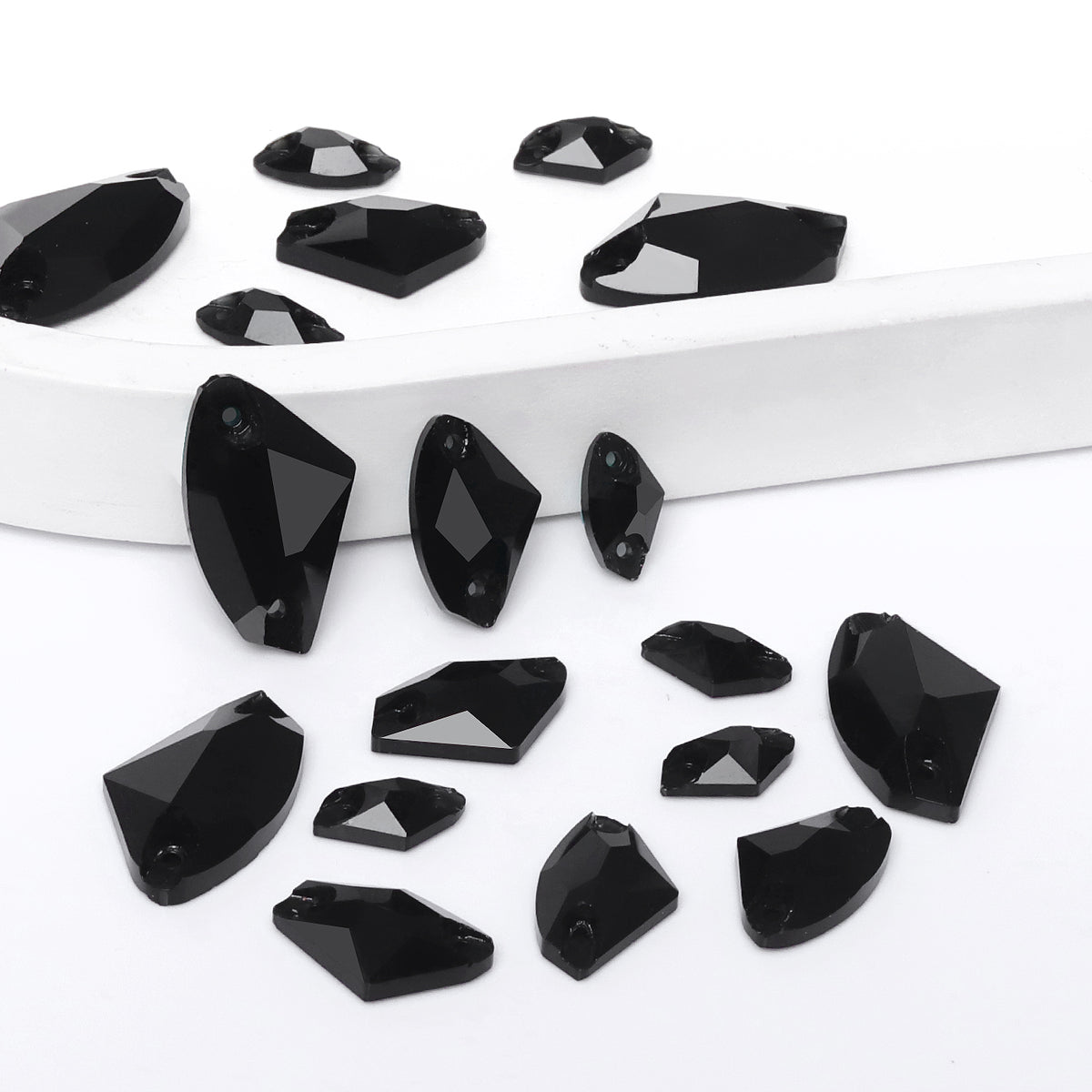 Mixed Sizes Jet Galactic Shape High Quality Glass Sew-on Rhinestones