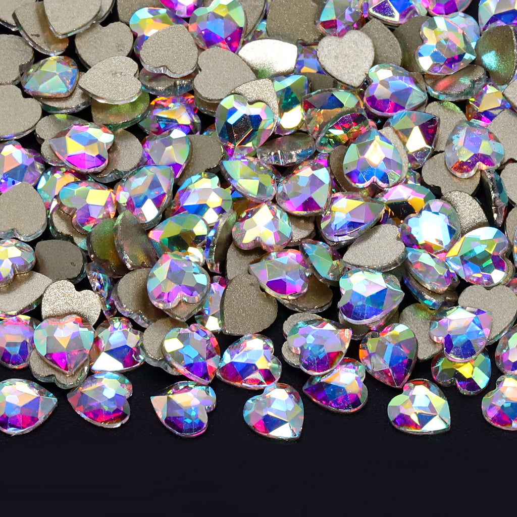Heart Shape Crystal AB Glass Flat Back Fancy Rhinestones