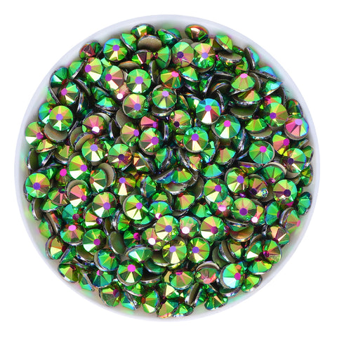 Peacock Green Glass Flat Back Glue-On Rhinestones 16 Cut Facets WholesaleRhinestone Главное изображение товара