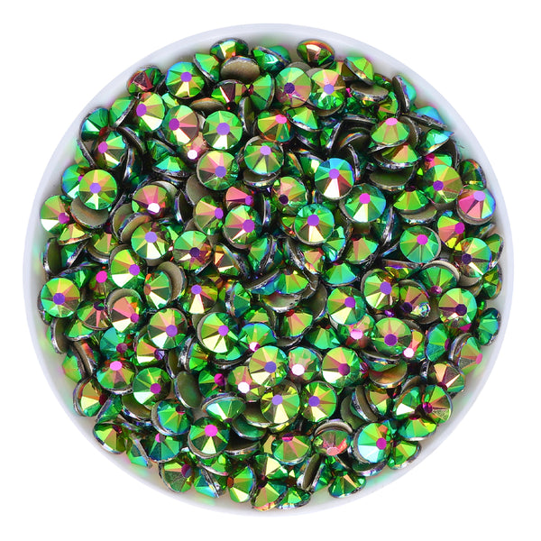 Peacock Green Glass Flat Back Glue-On Rhinestones 16 Cut Facets WholesaleRhinestone