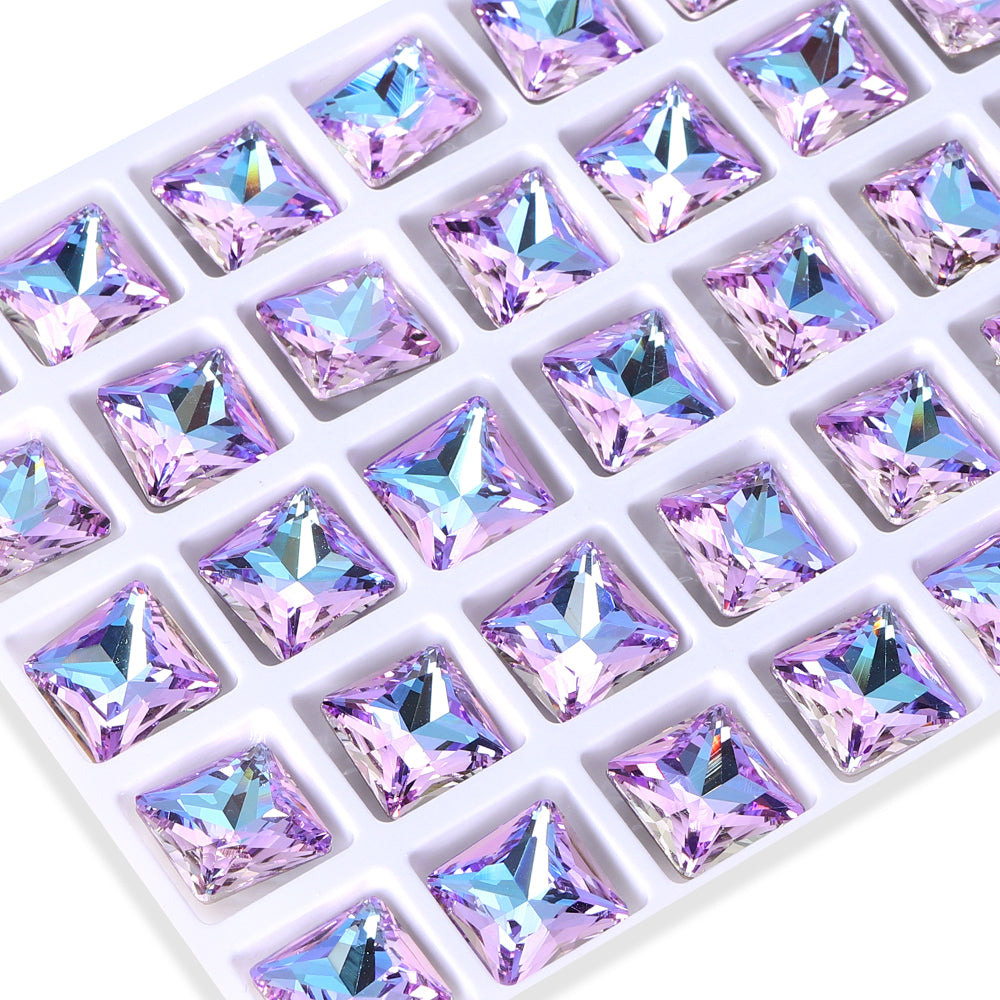 Vitrail Light Princess Square Shape High Quality Glass Pointed Back Fancy Rhinestones WholesaleRhinestone