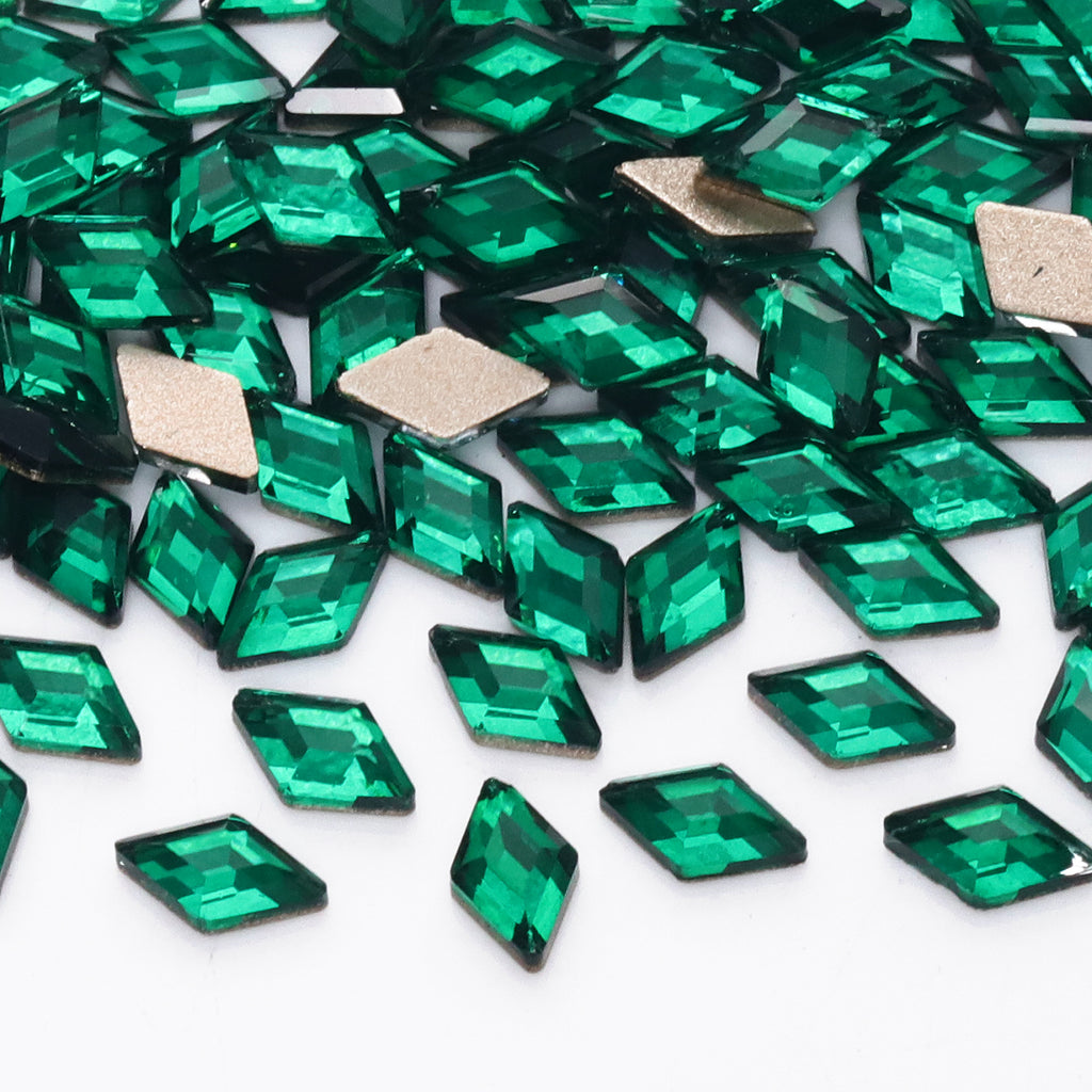 Rhombus Shape Dark Green Flat Back Fancy Rhinestones WholesaleRhinestone