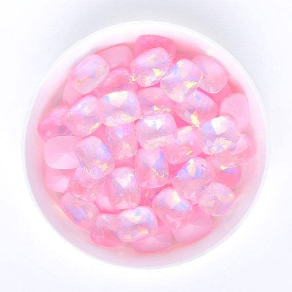 Light Pink AM Pillow Shape Glass Pointed Back Fancy Rhinestones WholesaleRhinestone