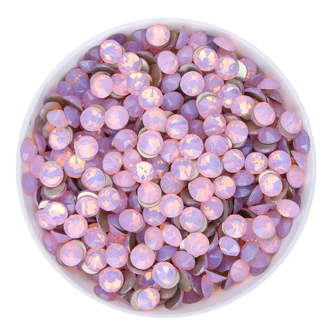 Pink Opal Glass Flat Back Glue-On Rhinestones 16 Cut Facets