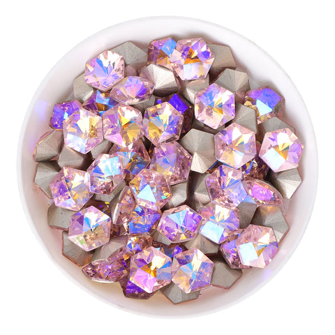 Pink AB Hexagon kaleidoscope Shape Glass Pointed Back Fancy Rhinestones WholesaleRhinestone Hauptbild