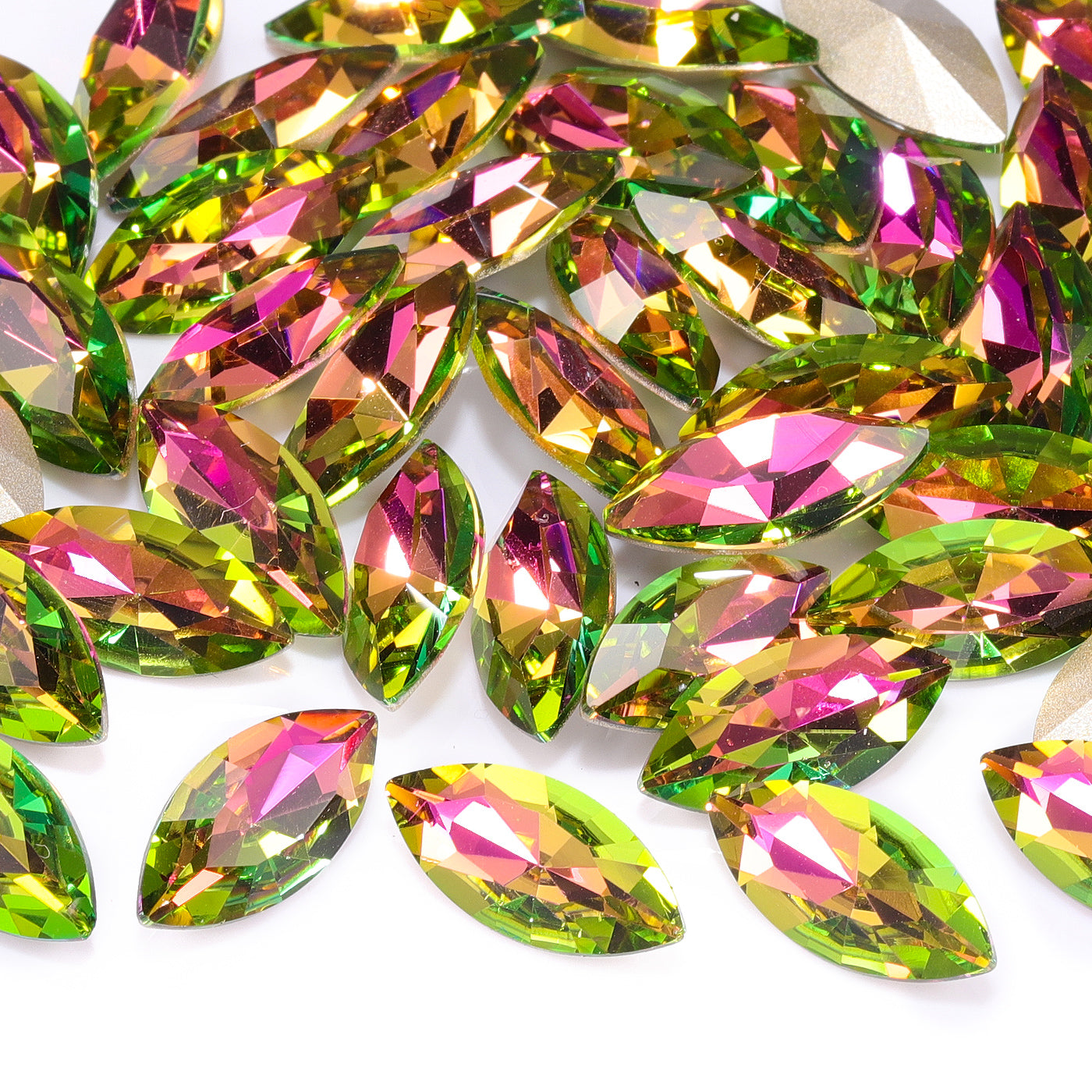 Vitrail Rose Navette Shape High Quality Glass Pointed Back Fancy Rhinestones WholesaleRhinestone