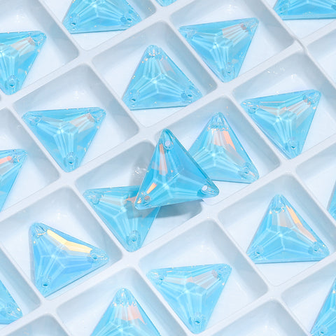 Aquamarine AM Triangle Shape High Quality Glass Sew-on Rhinestones