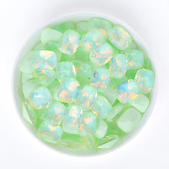 Light Green AM Pillow Shape Glass Pointed Back Fancy Rhinestones