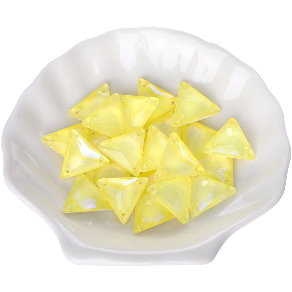 Electric Neon Light Topaz Triangle Shape High Quality Glass Sew-on Rhinestones WholesaleRhinestone