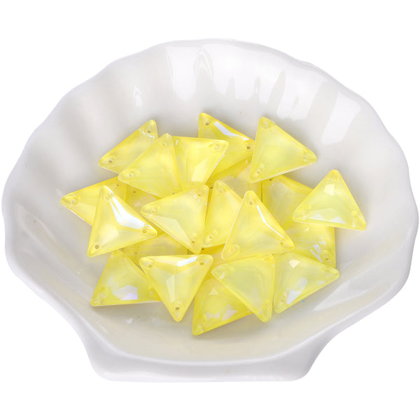 Electric Neon Light Topaz Triangle Shape High Quality Glass Sew-on Rhinestones WholesaleRhinestone