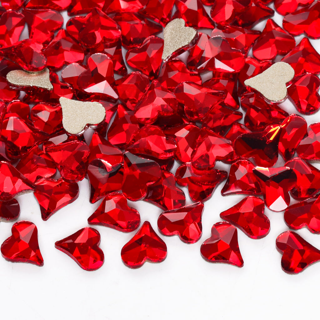 Oblique Heart Shape Siam Flat Back Fancy Rhinestones WholesaleRhinestone