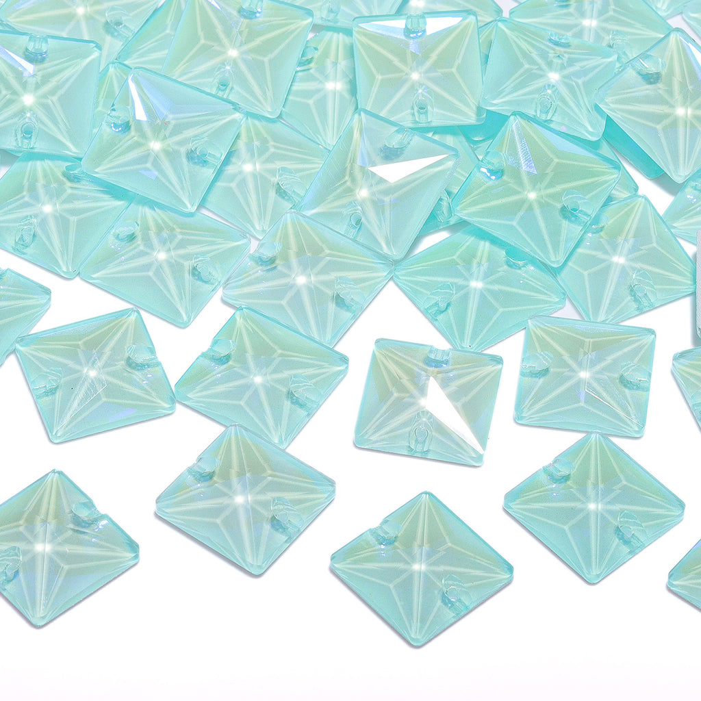 Electric Neon Light Azore Square Shape High Quality Glass Sew-on Rhinestones WholesaleRhinestone