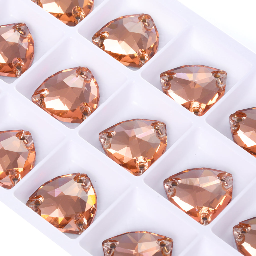 Light Peach Trilliant Shape High Quality Glass Sew-on Rhinestones WholesaleRhinestone