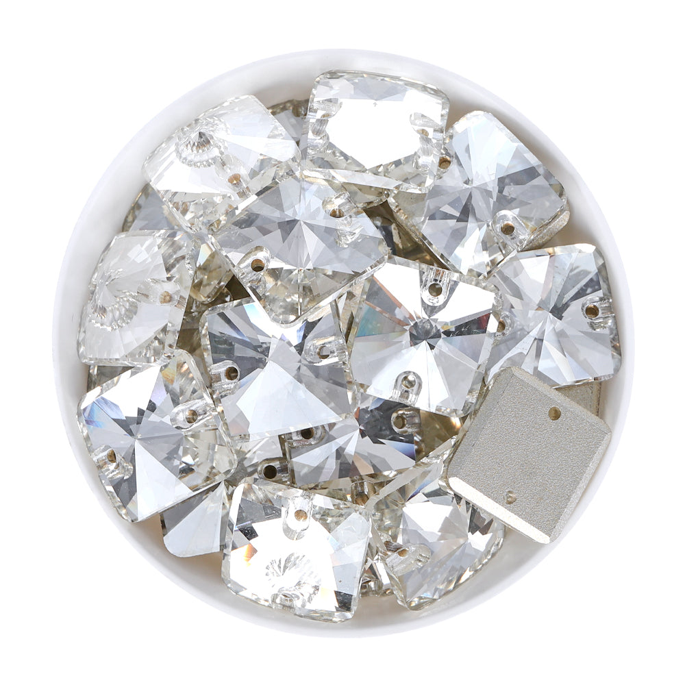Silver Shade Rivoli Square Shape High Quality Glass Sew-on Rhinestones WholesaleRhinestone Hoofdafbeelding