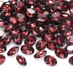 Burgundy Oval Shape High Quality Glass Pointed Back Fancy Rhinestones