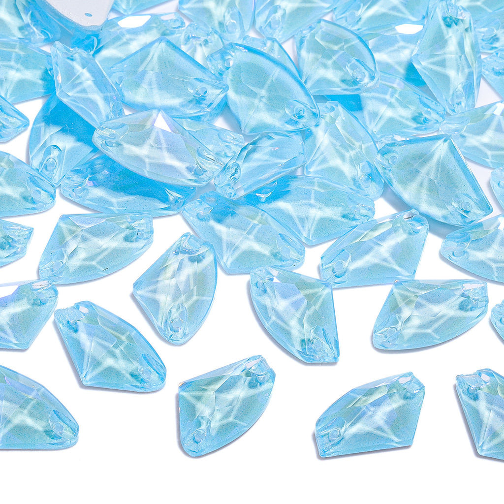 Electric Neon Aquamarine Galactic Shape High Quality Glass Sew-on Rhinestones WholesaleRhinestone