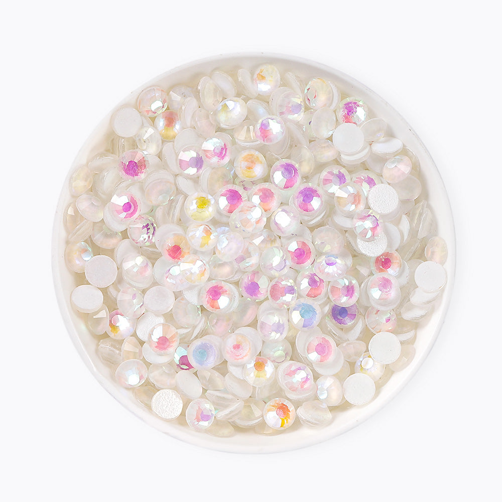 Mocha Shimmer White Glass Flat Back Rhinestones WholesaleRhinestone