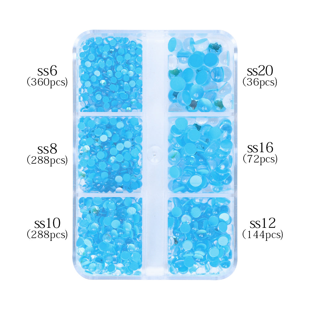 Dimensioni miste a 6 box griglia moka aquamarine sirene lacrime di vetro di vetro strass Immagine secondaria del prodotto