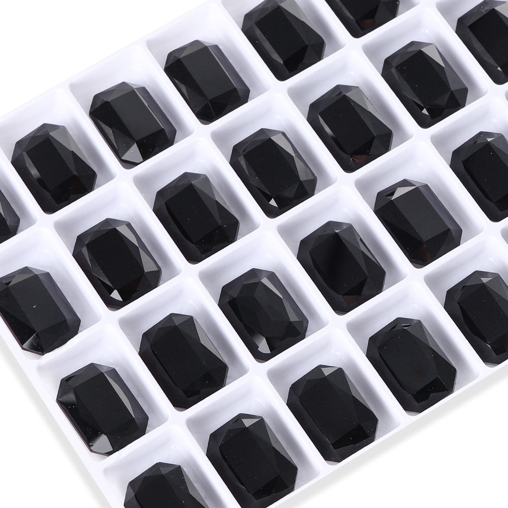 Jet Thin Octagon Shape High Quality Glass Pointed Back Fancy Rhinestones WholesaleRhinestone
