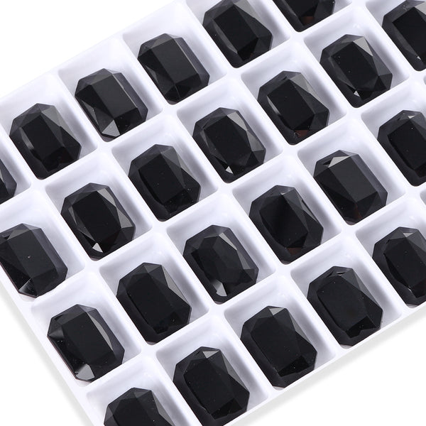 Jet Thin Octagon Shape High Quality Glass Pointed Back Fancy Rhinestones WholesaleRhinestone