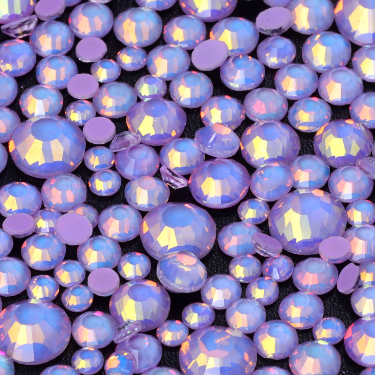 Mixed Sizes Mocha Opal Lt Purple Glass Flat Back Rhinestones For Nail Art WholesaleRhinestone Main image