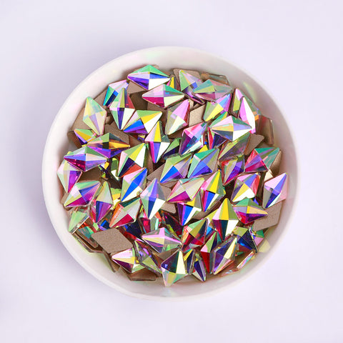 Rhombus Shape Crystal AB Flat Back Fancy Rhinestones