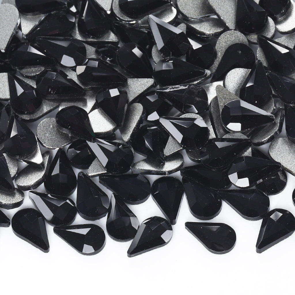 Raindrop Shape Black Flat Back Fancy Rhinestones