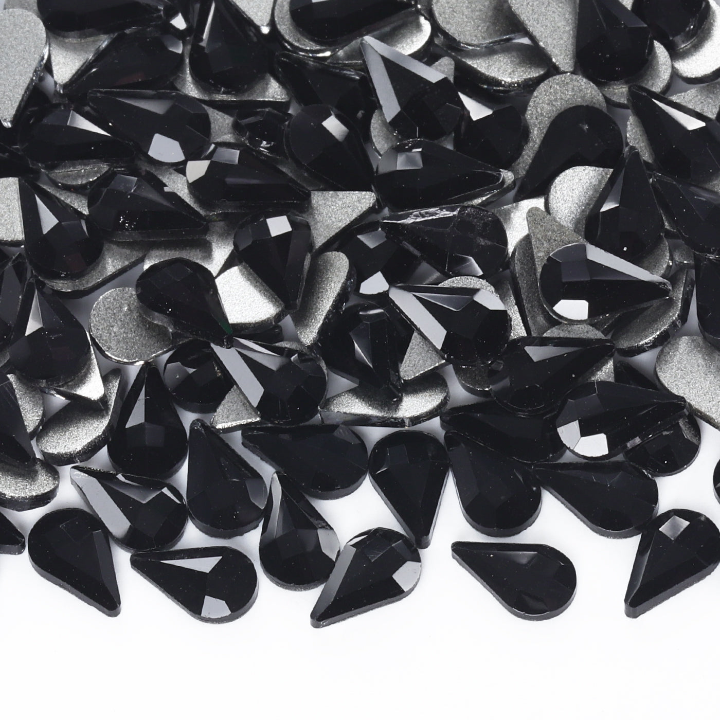 Raindrop Shape Black Flat Back Fancy Rhinestones