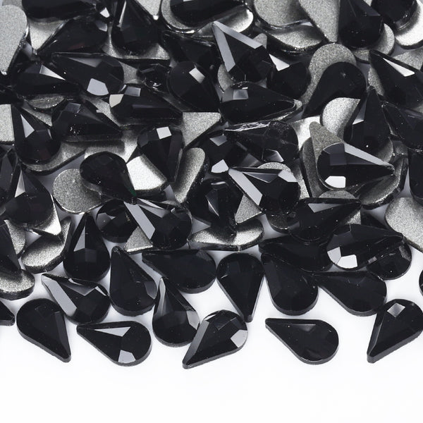 Raindrop Shape Black Flat Back Fancy Rhinestones