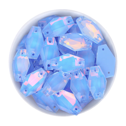 Light Sapphire AM Hexagon Shape High Quality Glass Sew-on Rhinestones