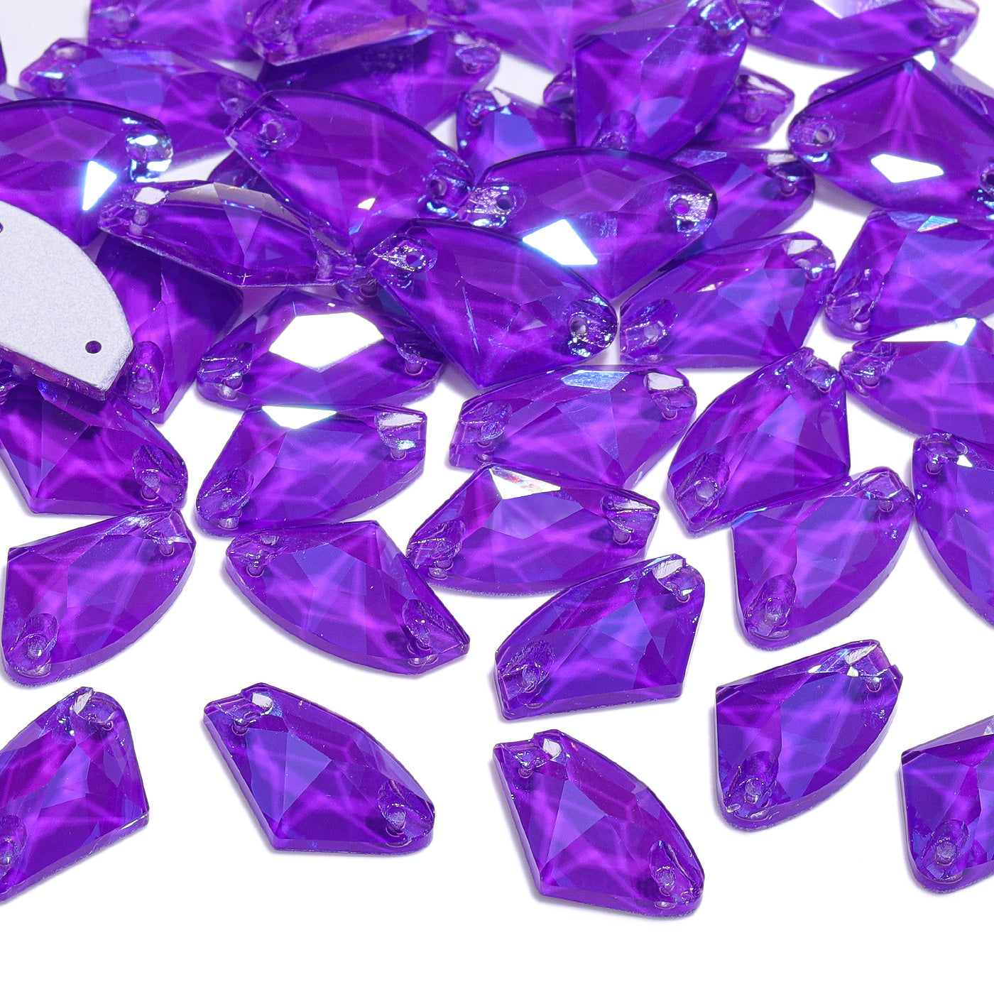 Electric Neon Violet Galactic Shape High Quality Glass Sew-on Rhinestones