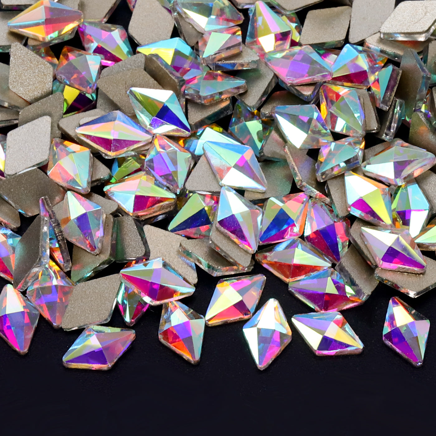 Rhombus Shape Crystal AB Flat Back Fancy Rhinestones